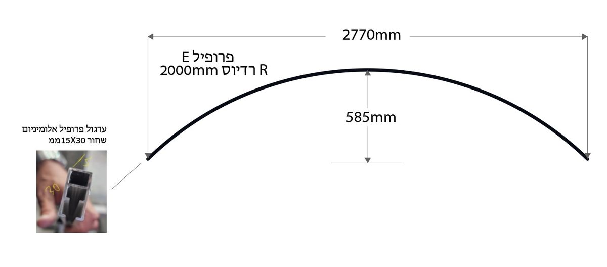 שרטוט קשת של פרופיל מעורגל, 2770 מ״מ